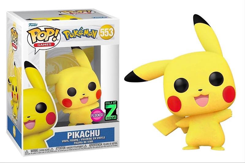 Funko Pop! Games: Pokemon - Pikachu (Waving - Flocked) #553 [Zavvi Exclusive]