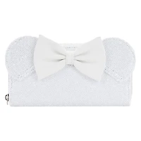 LOUNGEFLY DISNEY MINNIE MOUSE SEQUIN WEDDING WALLET / ZIP PURSE NWT WHITE