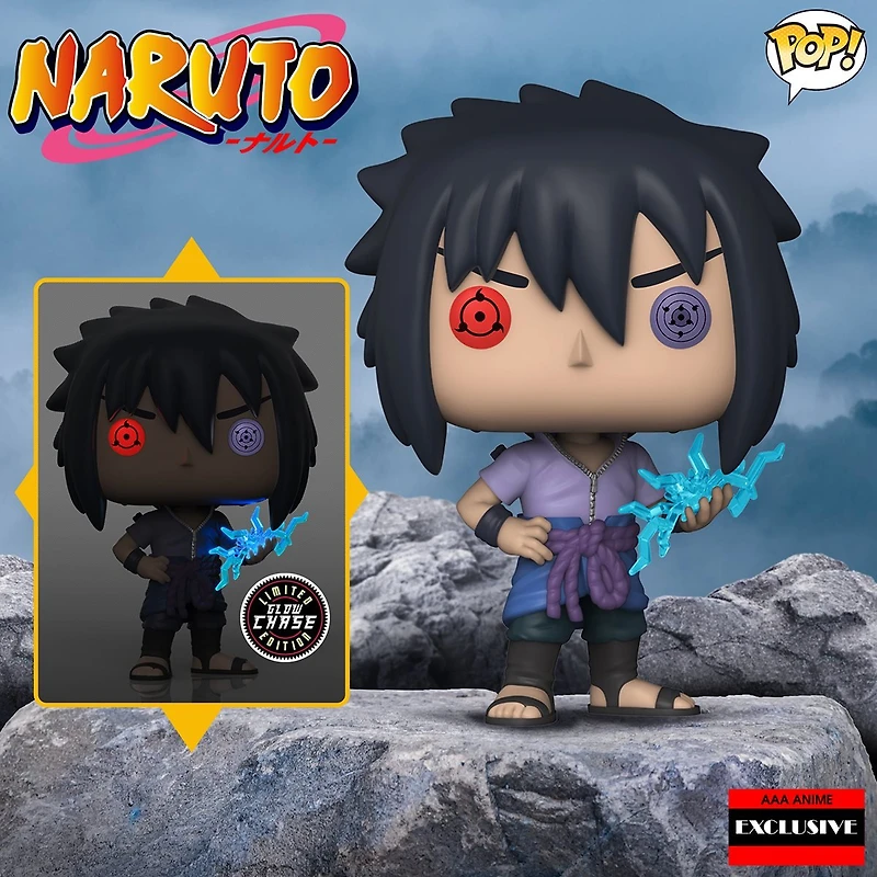 **Chase & Common Bundle** Funko Pop! Anime: Naruto - Sasuke (Rinnegan) #1023 [AAA Anime Exclusive]