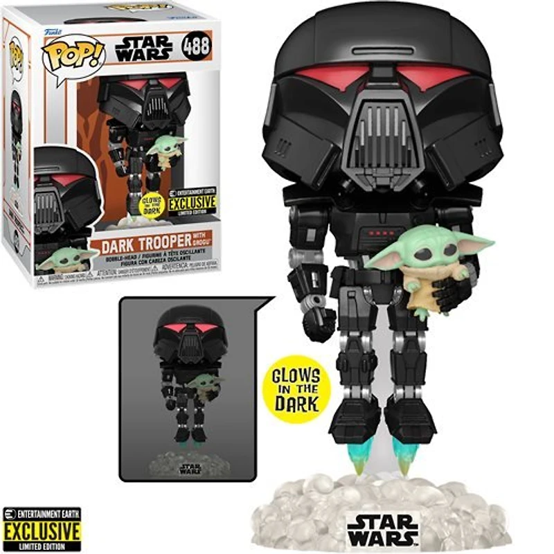 Star Wars The Mandalorian Dark Trooper with Grogu Glow in the dark *EE Exclusive*