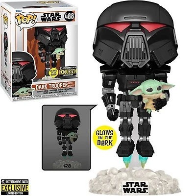 Star Wars The Mandalorian Dark Trooper with Grogu Glow in the dark *EE Exclusive*