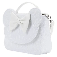 LOUNGEFLY DISNEY MINNIE MOUSE SEQUIN WEDDING CROSSBODY NWT WHITE