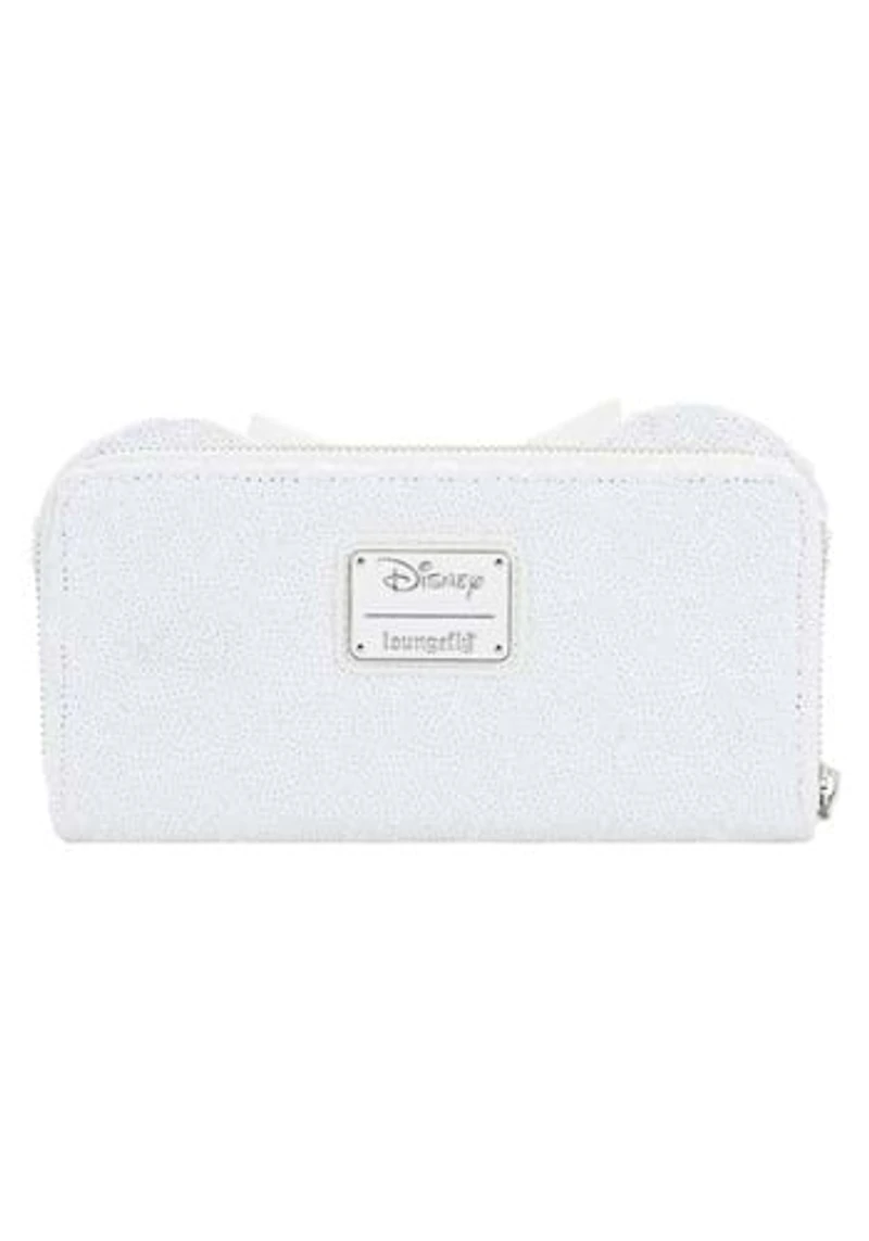 LOUNGEFLY DISNEY MINNIE MOUSE SEQUIN WEDDING WALLET / ZIP PURSE NWT WHITE