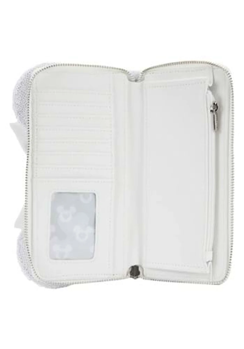 LOUNGEFLY DISNEY MINNIE MOUSE SEQUIN WEDDING WALLET / ZIP PURSE NWT WHITE