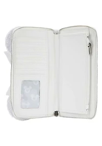 LOUNGEFLY DISNEY MINNIE MOUSE SEQUIN WEDDING WALLET / ZIP PURSE NWT WHITE