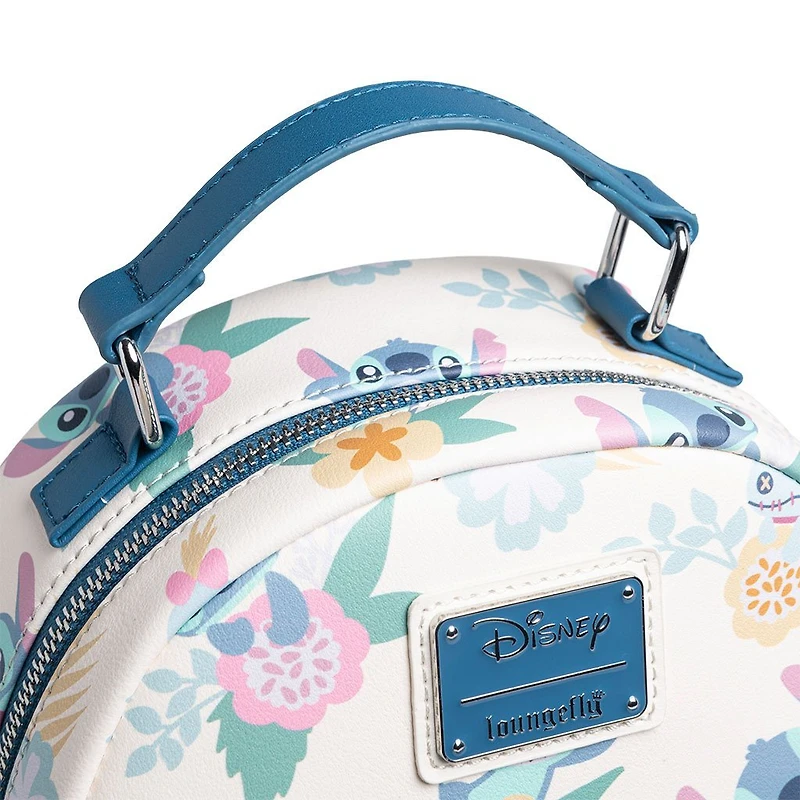 EXCLUSIVE LOUNGEFLY DISNEY LILO & STITCH HAWAIIAN FLOWERS STITCH AND SCRUMP ALLOVER COSPLAY MINI BACKPACK
