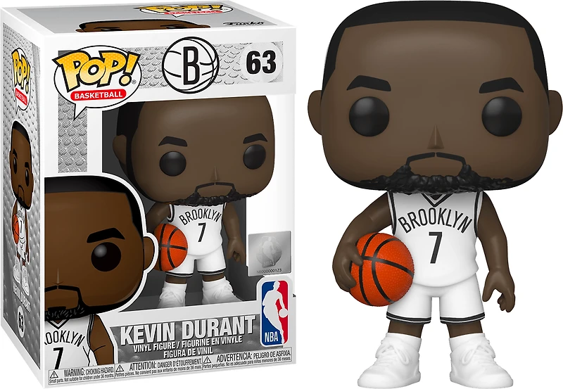 FUNKO POP! BASKETBALL [NBA]: BROOKLYN NETS - KEVIN DURANT [WHITE HOME JERSEY] #63