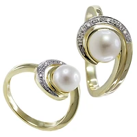 Ring Pearl 10 Kt Diam Roger Roy 225604