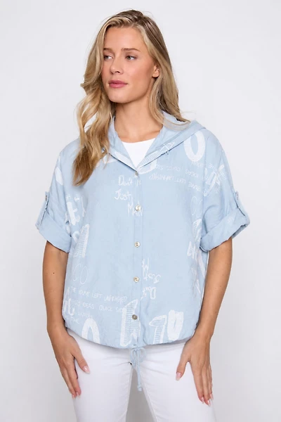 Alphabet print hoodie blouse