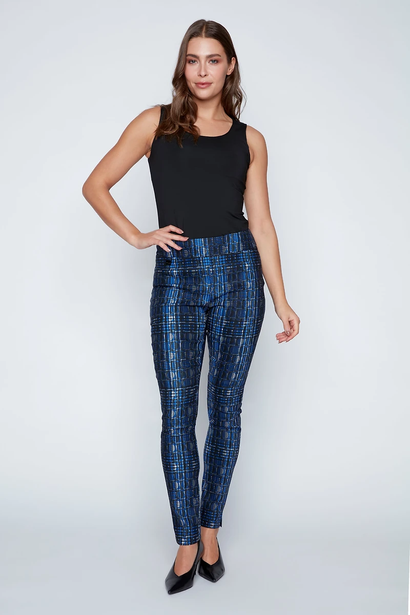 Slim leg jacquard pant