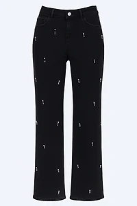 Le jean à jambes larges avec détails en strass