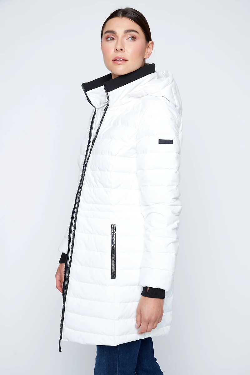 Contrast trim puffer jacket