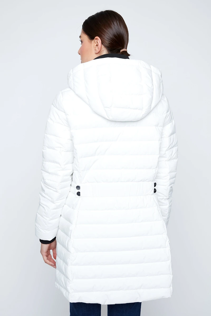 Contrast trim puffer jacket