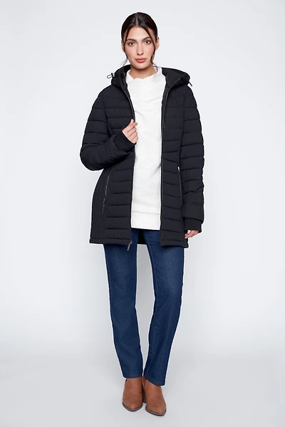 Horizontal quilt puffer jacket