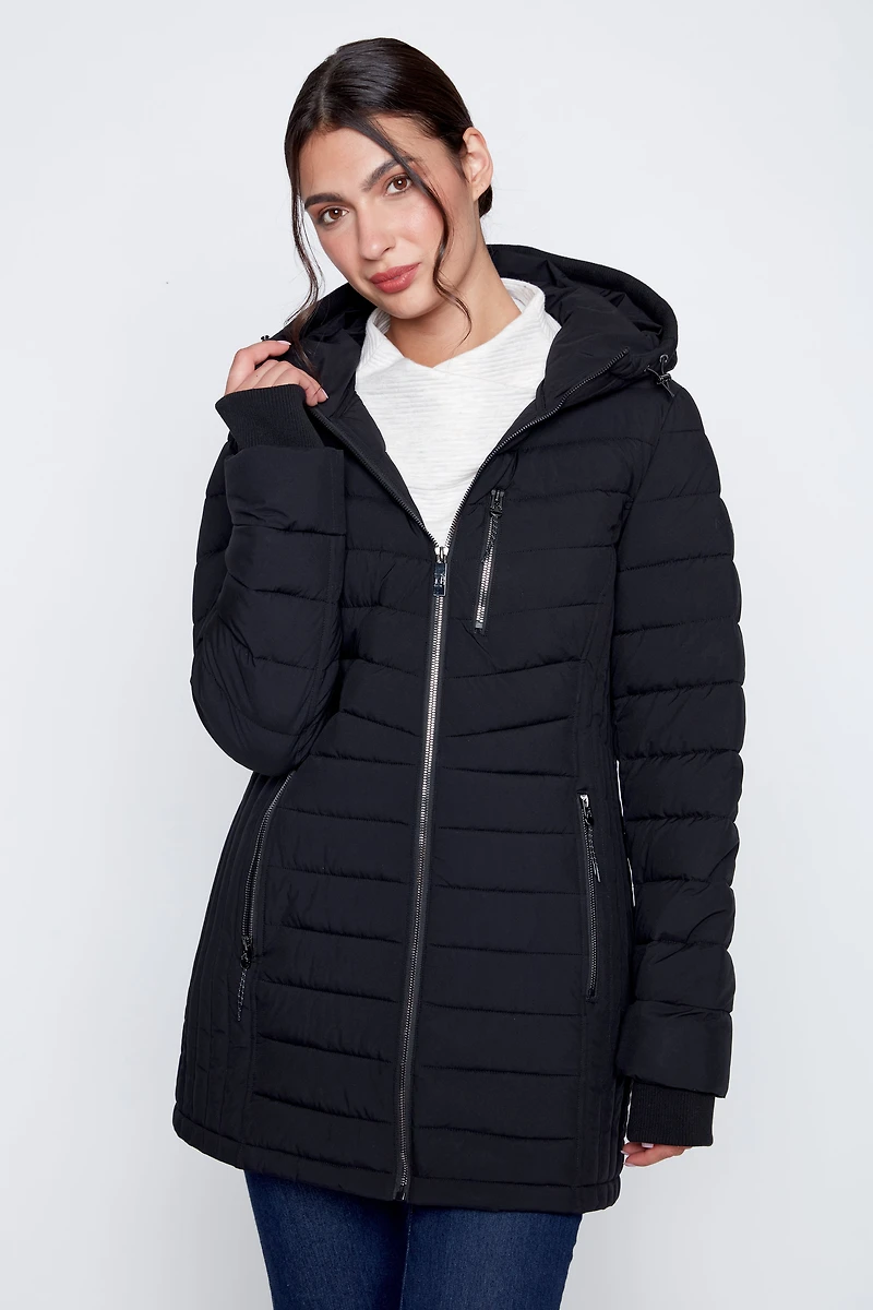 Horizontal quilt puffer jacket