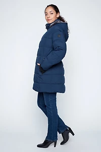 Berber trim fooler puffer jacket