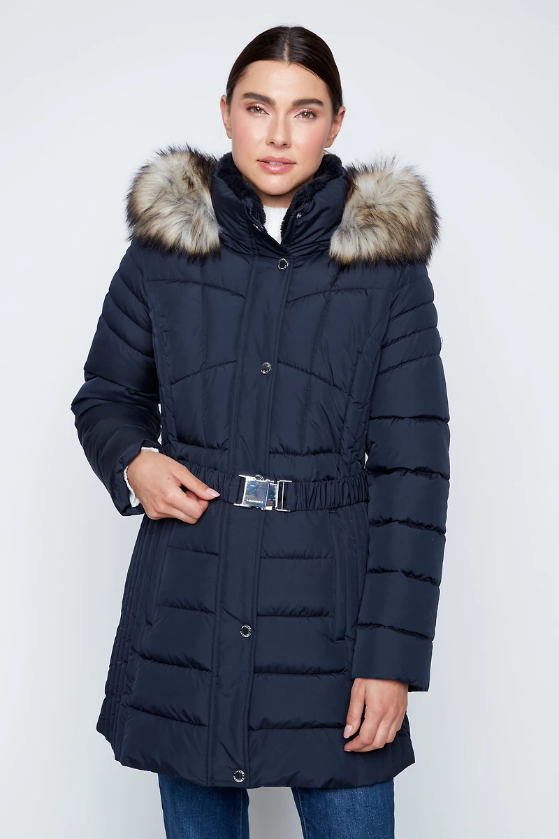 Belted puffer jacket