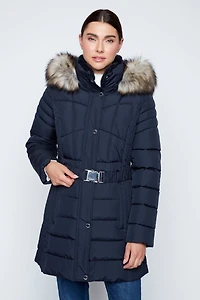 Belted puffer jacket