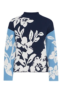 Floral double knit sweater