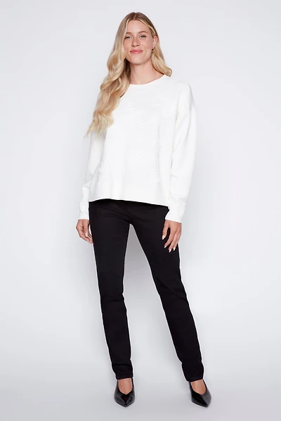 Le pull en coton avec détails soutache