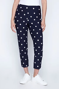 Daisy embroidery slim leg pant