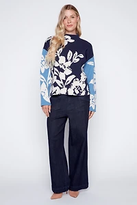Floral double knit sweater