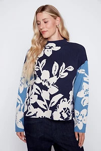 Floral double knit sweater