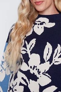 Floral double knit sweater