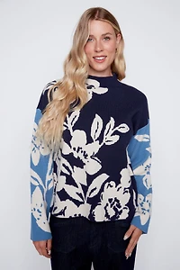 Floral double knit sweater