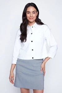 Solid crop bengaline jacket