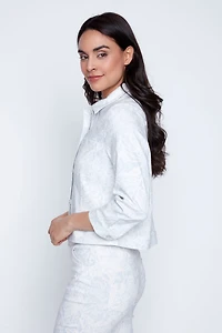 Printed crop bengaline jacket