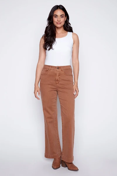 Wide leg color denim jean