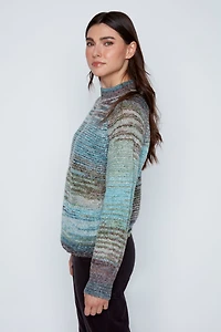 Boucle yarn mock neck sweater