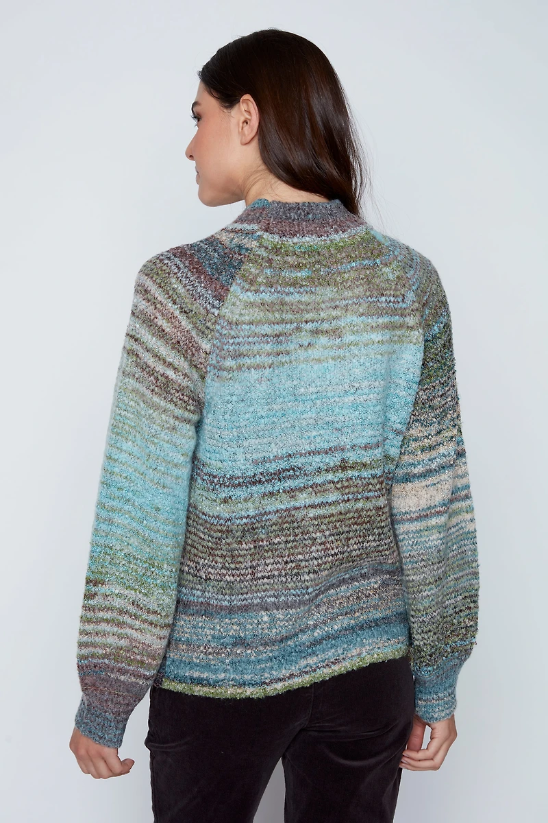 Boucle yarn mock neck sweater