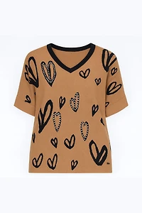 Rhinestone hearts knit sweater
