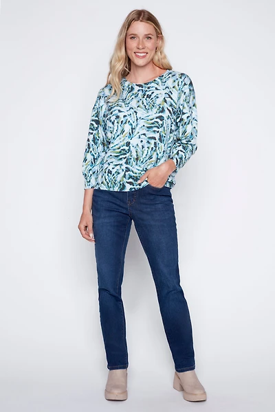 Le pull en maille douce imprimé