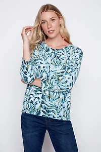 Printed soft yarn sweater