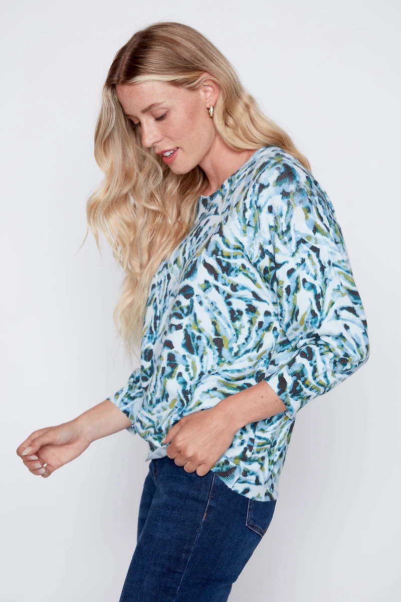 Le pull en maille douce imprimé