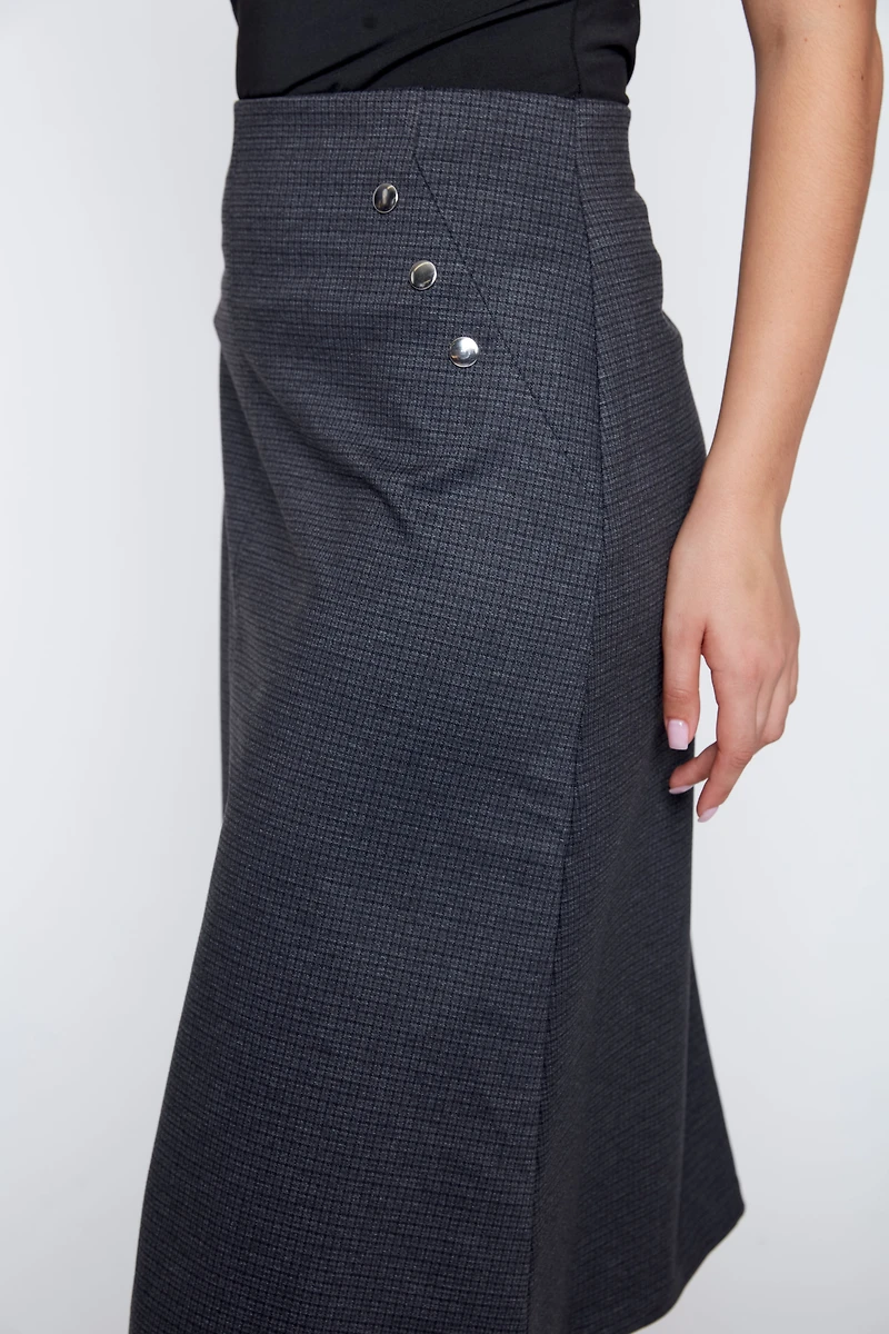 Check print pdr a-line skirt