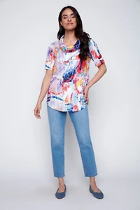 Cowl neck printed tunic