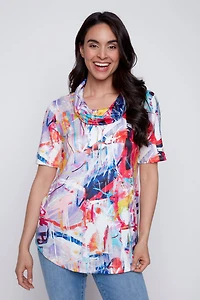Cowl neck printed tunic