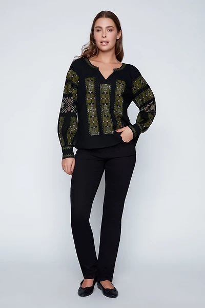 Embroidery detail blouse