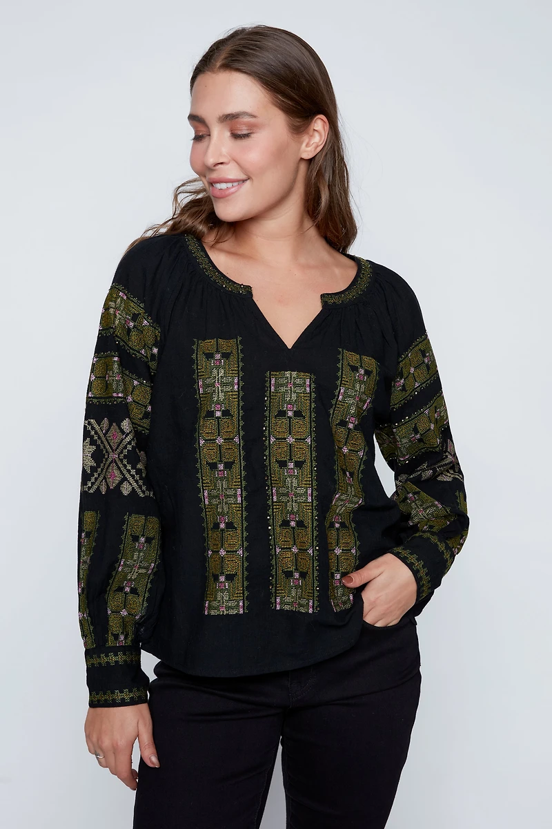 Embroidery detail blouse