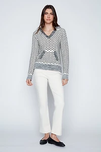 Hooded sweater with fringe trim