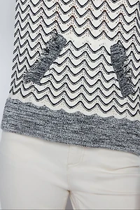 Hooded sweater with fringe trim