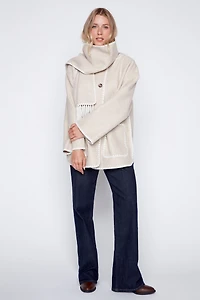 Button front coat with scarf