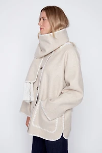 Button front coat with scarf