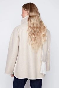 Button front coat with scarf
