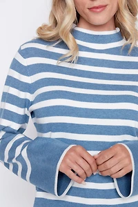 Bell sleeve stripe sweater