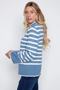 Bell sleeve stripe sweater